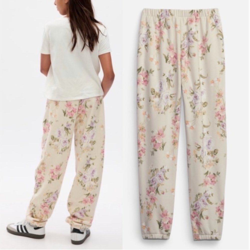 Gap × LoveShackFancy Kids Floral Logo Joggers Size M 8